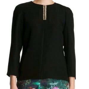 Ted Baker Black Rhinestone Blouse Sz S